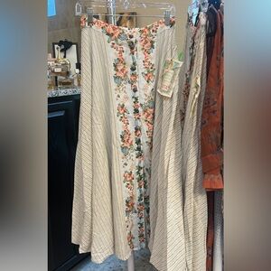 Aratta Pinstriped Skirt with Floral Button Down Details